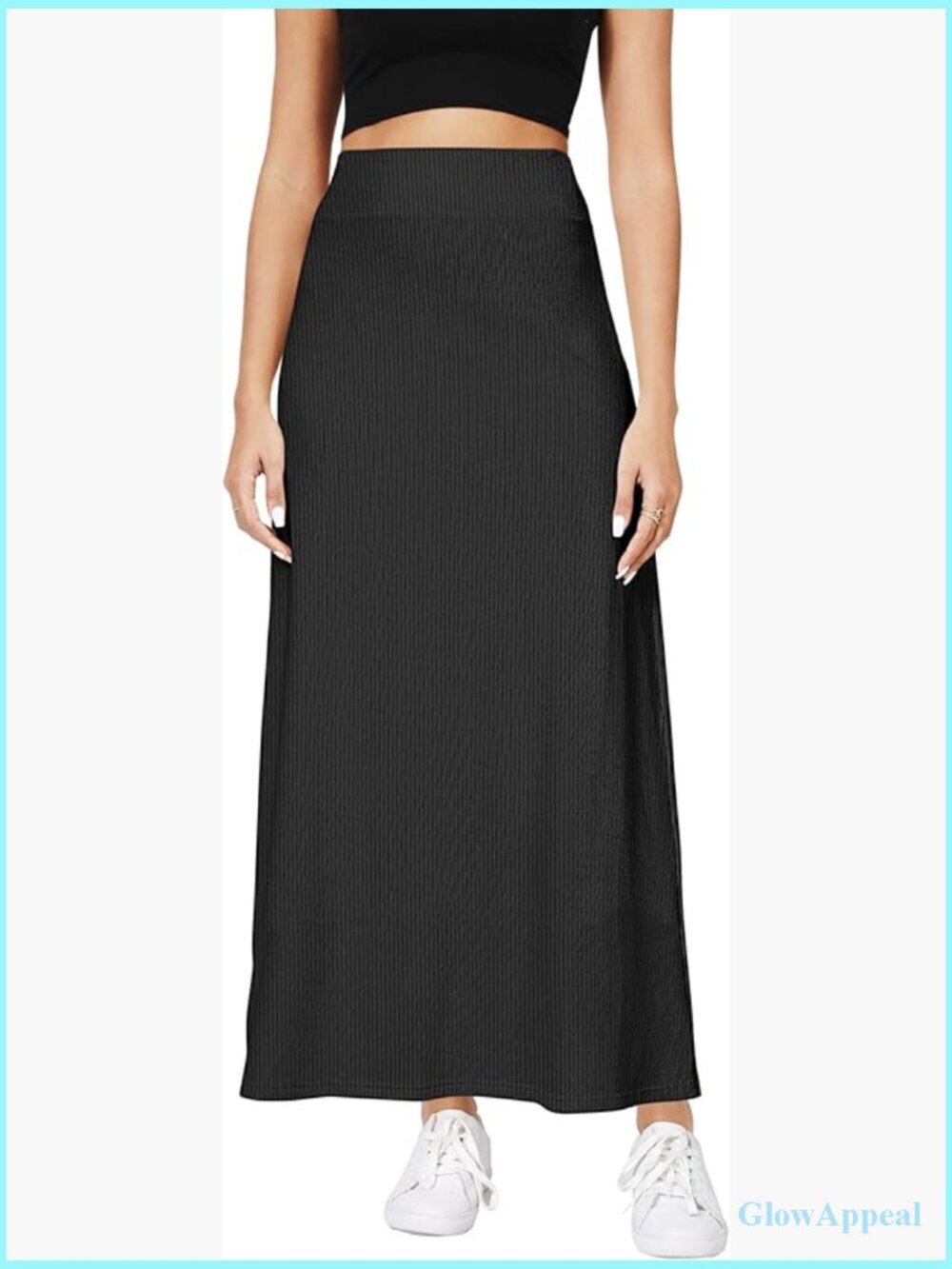 Elastic Waist A-Line Maxi Skirt Below Knee Casual Fall Winter